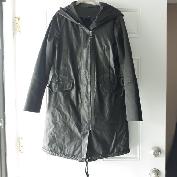 VERA WANG Laura Hooded Waxed Long Anorak Sz XS - Picture 2 of 16